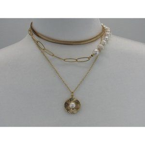 EXPRESS LAYERED PEARL CHAIN NECKLACE